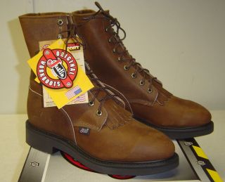Brand New Made in The USA Justin Workboots   Lace  Up   Non Steel