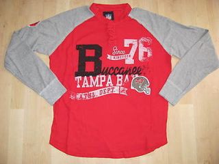 Tampa Bay Bucs Vintage Look Thermal Henley Sweater Sz XL New NFL Team
