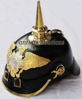 German Wearable Leather Pickelhaube Helmet With Big Eagle & SUMM