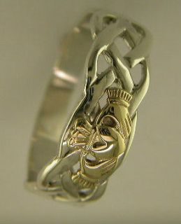Silver and 14k Gold Irish Handcrafted Claddagh and Celtic Design Ring