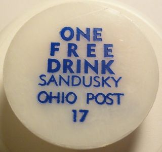 Sandusky Ohio Trade Token Amvets Post 17 GF One Free Drink 38mm (3m179