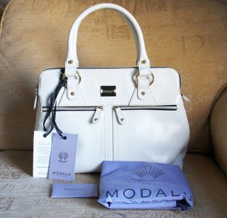 New Modalu Pippa Bristol White Lizard Leather Handbag 3 Compartments
