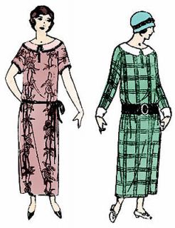 1920s Ladies One Piece Slip On Dress Sewing Pattern   Flapper   Gatsby