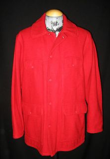 Vintage Mens Johnson Woolen Mills Red Plaid Hunting Coat Jacket Sz 48