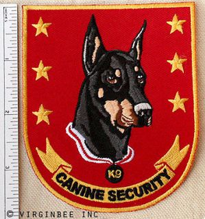 PINCHER DOG CANINE SECURITY K 9 DOBBIE BREED RED EMBROIDERED PATCH