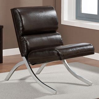 Elegant Bonded Leather Brown Chair Living Dinning Room Decor Home
