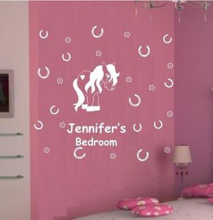 Horse/Pony and custom name vinyl childrens bedroom wall art decal