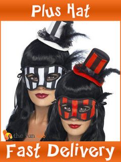 Ladies Burlesque Mini Top Hat & Eye Mask Halloween Masquerade Ball