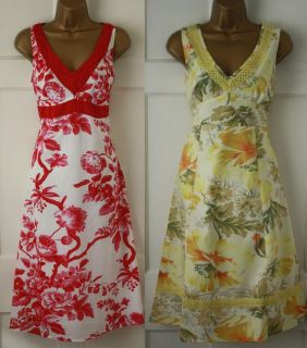 New ex Monsoon Red & Yellow Summer Print Dresses Sz8 18