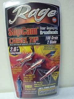 Broadheads   Rage Slip Cam   Chisel Tip   100 Grain  2 Blade