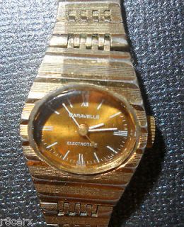 Caravelle Electrotime Wrist Watch   NEW BATTERY Womens Gold Tone