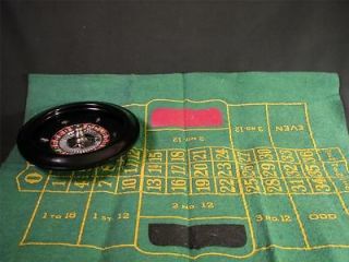 Very Nice Vintage Bakelite Roulette Wheel CASINO GAME Gambling w/ Mat