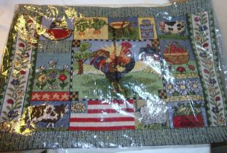 PIECE TAPESTRY DINNER PLACEMATS WITH COW CAT ROOSTER FRUITS MADE IN
