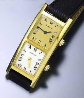 Gold Curvex, Seldom Seen 2 Time Zone Bueche Girod Wrist Watch C. 1980
