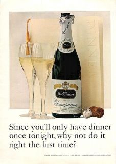 1966 Paul Masson Champagne Bottle Glasses Vintage Ad