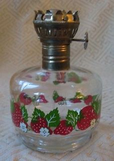 Vintage Lamplight Farms Strawberry Oil Lantern Lamp Base Glass Cute
