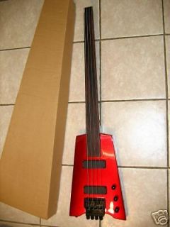 Headless and fretless Bass Guitar, 4 string, Red