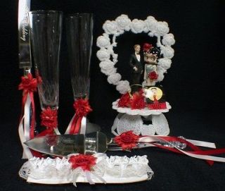 SEXY Betty Boop Red Silver Wedding Cake Topper LOT Knife, Serve