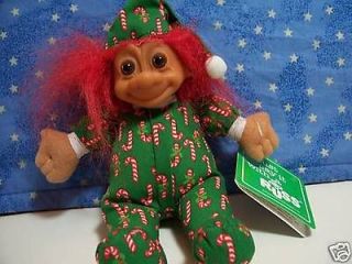 CHRISTMAS CANDY CANE ELF   6 Russ Soft Troll Doll   NEW WITH HANG TAG