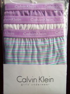 Calvin Klein Underwear Underpants 3 Pair Bikinis Girls Sz Small Stripe