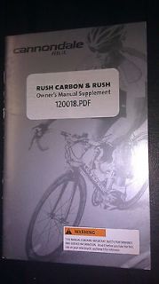 CANNONDALE RUSH CARBON & RUSH OWNERS MANUAL SUPPLEMENT 120018