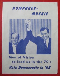Campaign Poster / Flyer Humphrey & Muskie 1968