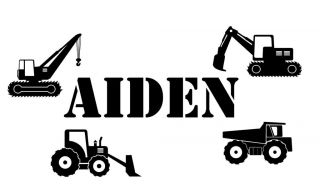 Personalized Name Custom wall art decals boys big trucks removable