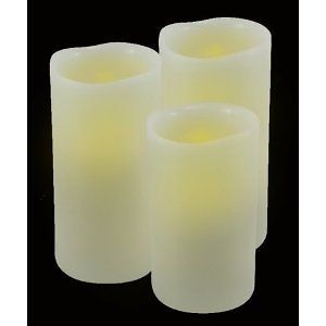 Brand New Set of 3 Flameless Candle Pillar Vanilla with Melted Top