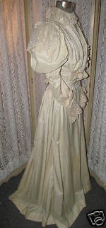 RARE Antique Victorian Edwardian 2 Piece Silk Wedding Gown Dress w