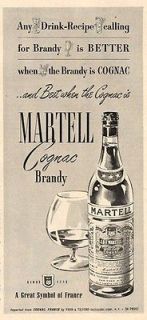 1951 Mertell Cognac Brandy Vintage Bottle PRINT AD