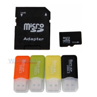 32GB 32G Micro SD SDHC TF Memory Card + SD Card Adapter + Reader Card