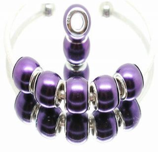 100pcs dark Purple Pearl Acrylic Charm Bead Fit European Bracelet Y12