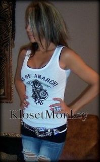 SEXY WHITE REAPER SAMCRO WIFE BEATER GEMMA TANK TOP CAMI SMALL S