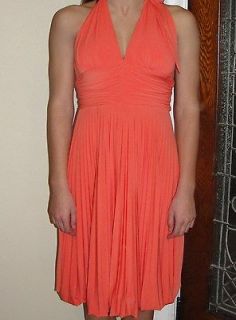 Womens Cache Neon Orange Halter Top Empire Waist Bubble Dress Size 6