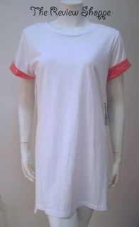 Young, Fabulous, & Broke Sequined SS T Shirt Dress White Pink M NWT