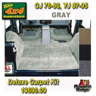 13690.09 Deluxe Carpet Kit, GREY 6 pieces w/Tailgate Jeep CJ 1976 86