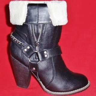 NEW WOMENS SHOES CANDIES BOOTS WESTERN BLACK ZIPPER Size 6