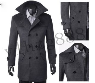  Mens Wool Coat Winter Trench Coat Outear Overcoat Long