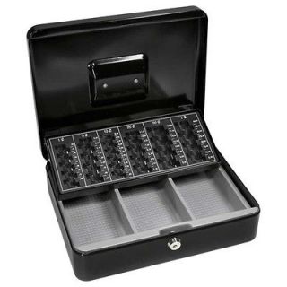 BARSKA Steel Cash Box Safe w/ Key Lock and Removable Tray in Black