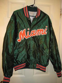Vintage University MIAMI Hurricanes CANES SATIN Jacket by DeLong Size