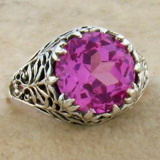 00 CARAT PINK SAPPHIRE ANTIQUE STYLE .925 SILVER FILIGREE RING SIZE