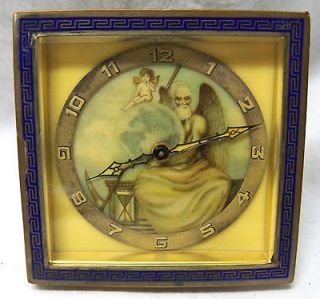 RARE Old Antique Kienzle Germany Enameled Father Time Cupid 8 Day