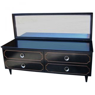 Dorothy Draper Low Vanity in black Lacquered Finish