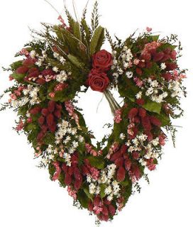 Deep Red Romantic Rose Heart Wreath