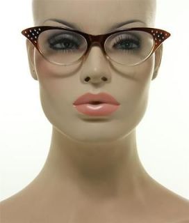 Womens Cat Eye Glasses Brown & Transparent Clear Frame Eyeglasses