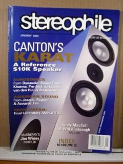 Stereophile Magazine January 2003 Vol 26 No 1 Cantons Karat Speaker