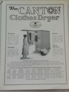 Vintage Canton Clothes Dryer Catalog circa 1920s