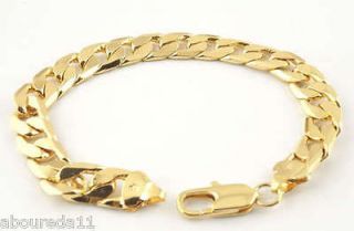 Newly listed C006   Mens 18K Gold Plated bracelet curb links 8 inch