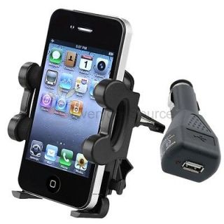 Car Vent Mount Cradle+Black Charger Accessory For iPhone 5 5G 5th 4 4G