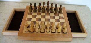 WOODEN CHESS SET CHESSMAN  10” SQUARE NON FOLDING BOARD MAGNETIC